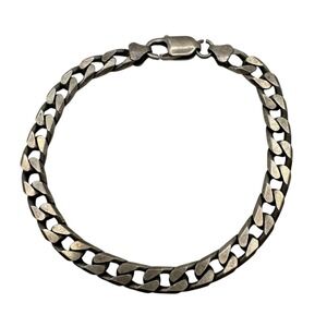 Sterling Silver Curb Chain Bracelet Lobster Clasp Men Women D14Q